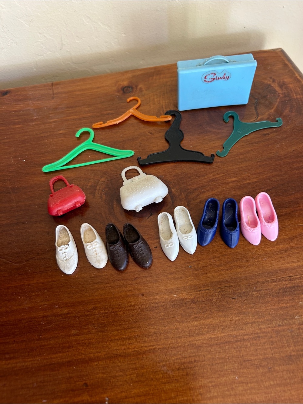 Vintage 1960s Sindy Doll Accessory Set with Multi-Color Shoes  Hangers & Purses